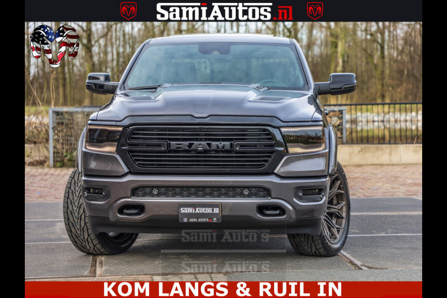 Dodge Ram HALK PACK | 360 CAMERA | ADAPTIVE CRUSE | PANODAK | VOLLE UITVOERING | LARAMIE NIGHT | 5.7 V8 HEMI 402PK 4x4 | CREWCAB 5 PERSOONS | GRIJSKENTEKEN | Granite Crystal Metallic Mijn Voorraad Nr 1998 - 24130