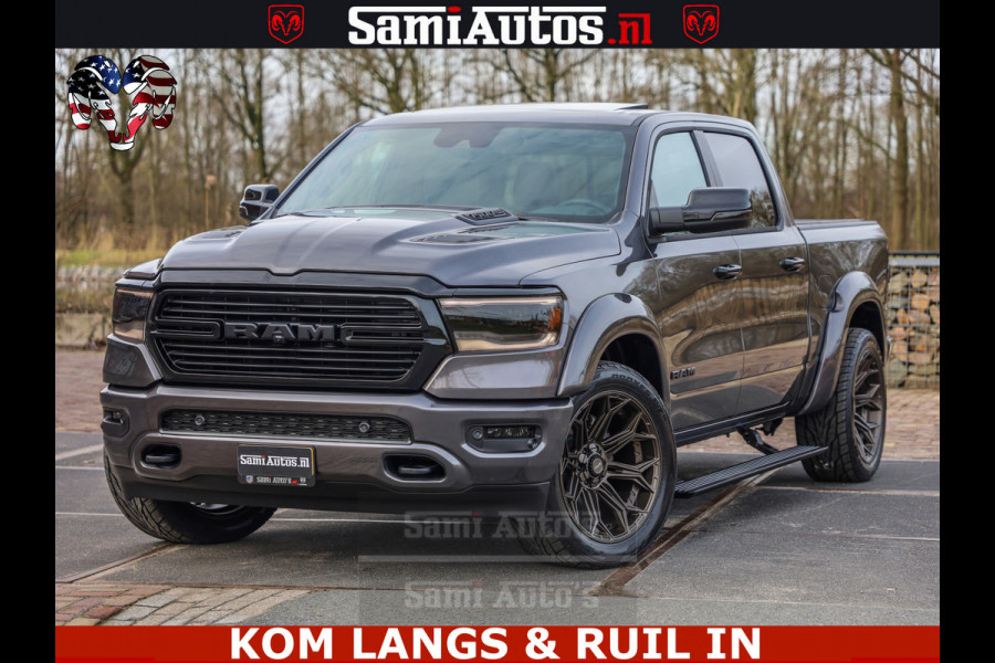 Dodge Ram HALK PACK | 360 CAMERA | ADAPTIVE CRUSE | PANODAK | VOLLE UITVOERING | LARAMIE NIGHT | 5.7 V8 HEMI 402PK 4x4 | CREWCAB 5 PERSOONS | GRIJSKENTEKEN | Granite Crystal Metallic Mijn Voorraad Nr 1998 - 24130