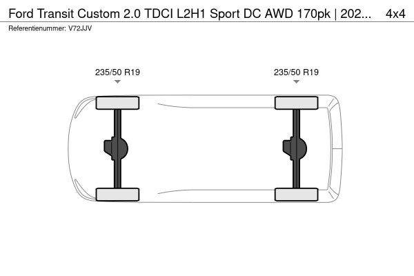 Ford Transit Custom 2.0 TDCI L2H1 Sport DC AWD 170pk | 2029 GARANTIE | Elek. Trekhaak 2500KG | Raptor | Digi Spiegel | 2x Schuif