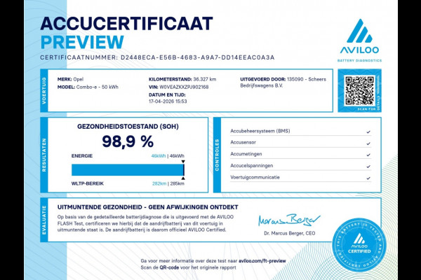 Opel Combo-e 50kWh L2 airco | navigatie | camera