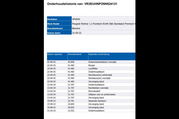 Peugeot Partner 1.2 Benzine 111PK Euro6 Premium / Airco / Navigatie / Cruise-ctr. / Schuifdeur + Raam / Radio multimedia / Apk nieuw