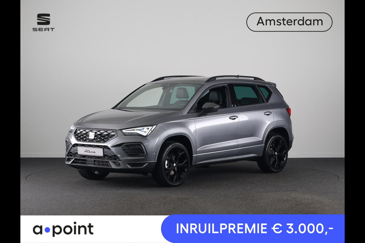Seat Ateca 1.5 TSI FR Business Intense | Velgen 'Exclusive Glossy Black', 19 inch | Kuipstoelen, Dinamica Aurora Blue (suede look) | Verwambare voorstoelen + Stuurwiel | Draadloze Carplay