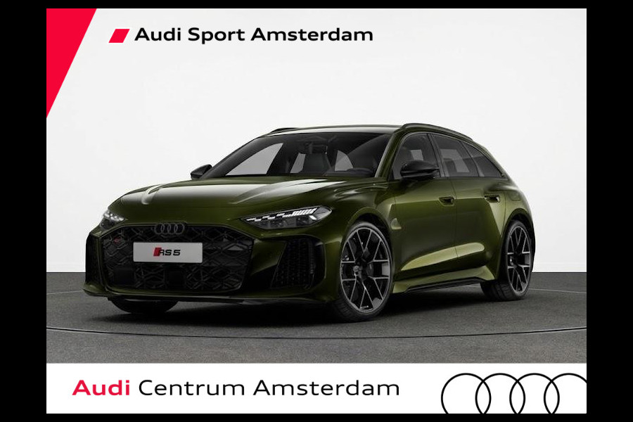 Audi RS5 Avant e-hybrid 470 kW 639 pk | Audi Sportpakket | Dark Olive Porsche kleur | Panorama-glasdak | Head-up display |