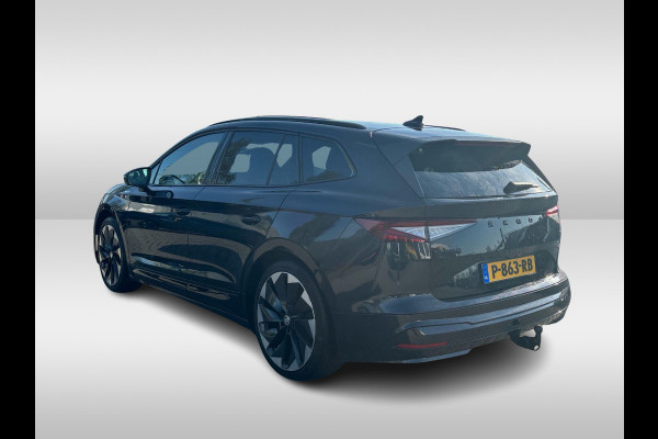 Škoda ENYAQ iV 80 Sportline / Full option! / Trekhaak / Panoramadak / 360Camera / Head-up / Leder&Alcantara / 21'' / CarPlay / Stoelverwarming 4x / Dodehoek / DAB / ACC / Warmtepomp / Zonescherm Zijruiten