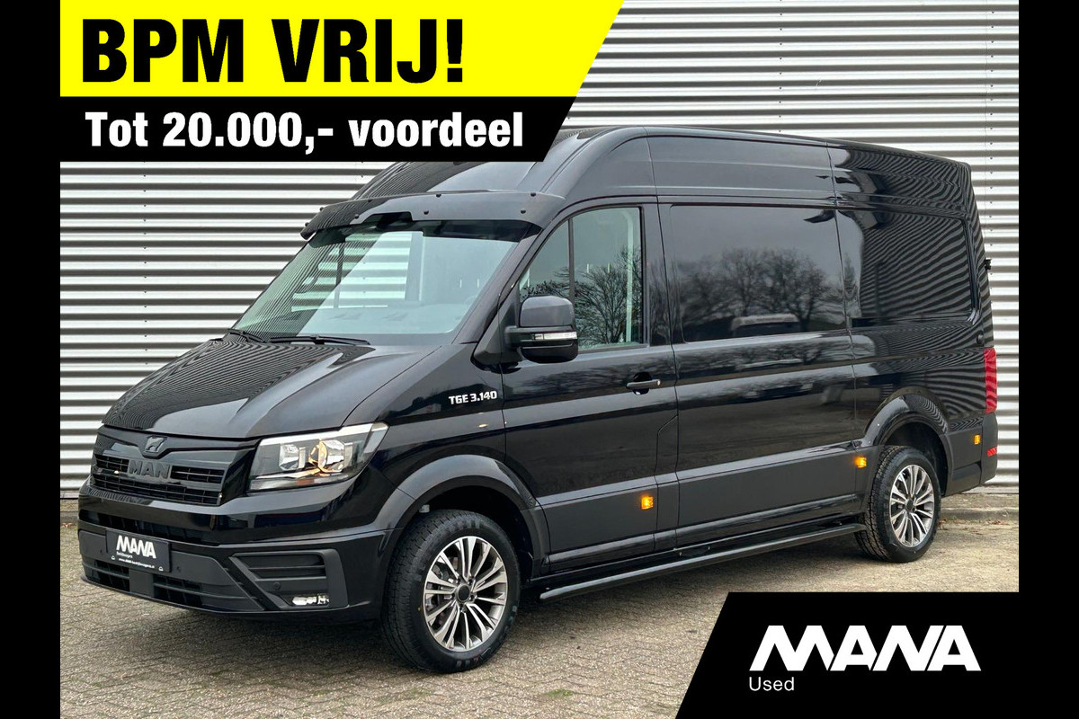 MAN TGE 3.140 L3H3 Automaat 140PK Zwart Black Lion Cruise control Carplay Camera