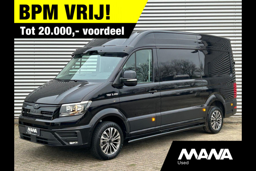 MAN TGE 3.140 L3H3 Automaat 140PK Zwart Black Lion Cruise control Carplay Camera