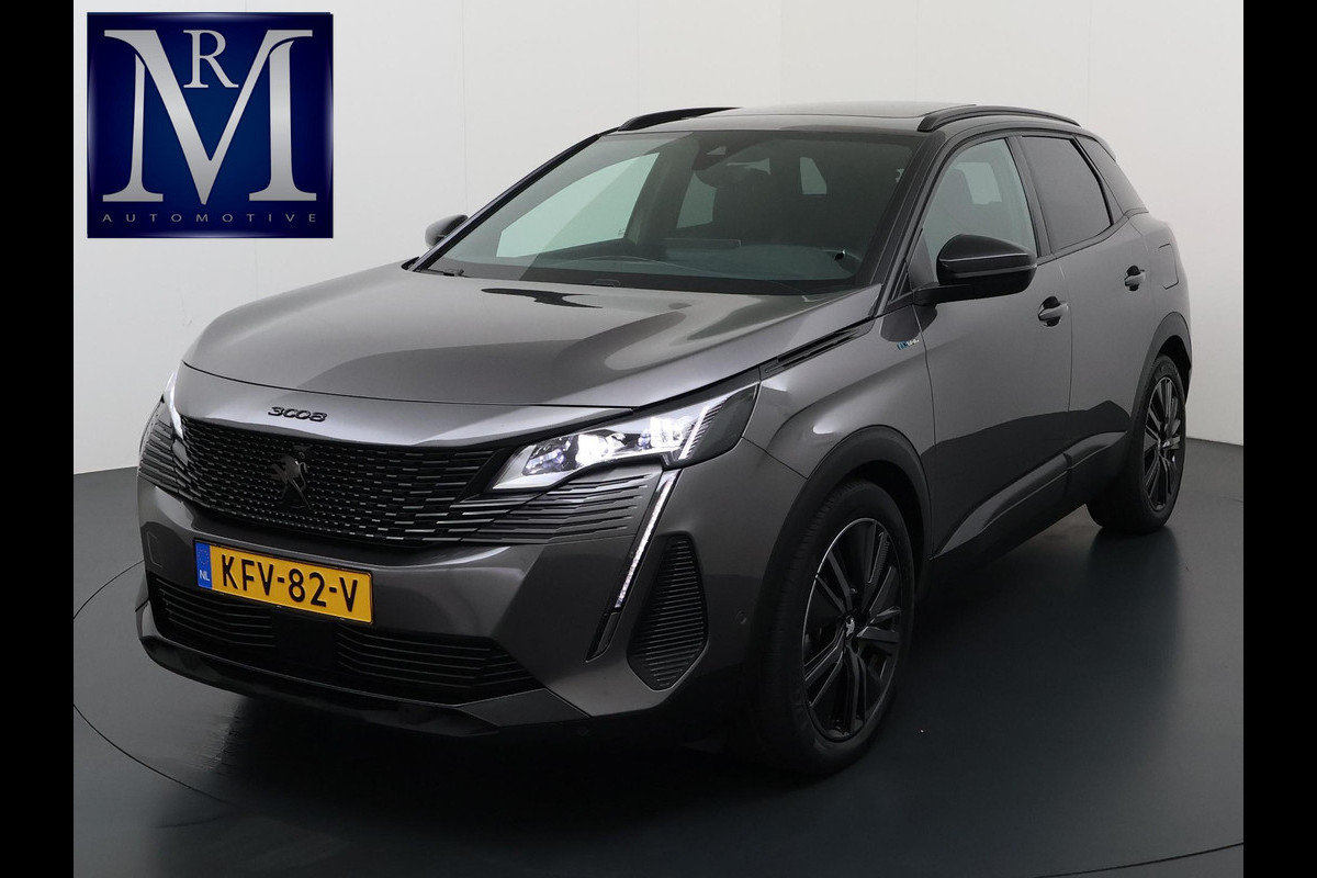 Peugeot 3008 1.6 HYbrid 225 GT Pack Business PANO | BLACK PACK | CAMERA | CRUISE CONTROL ADAPTIEF DODE HOEK SENSOR | ELEK. ACHTERKLEP | STOELVERWARMING| FOCAL AUDIO|