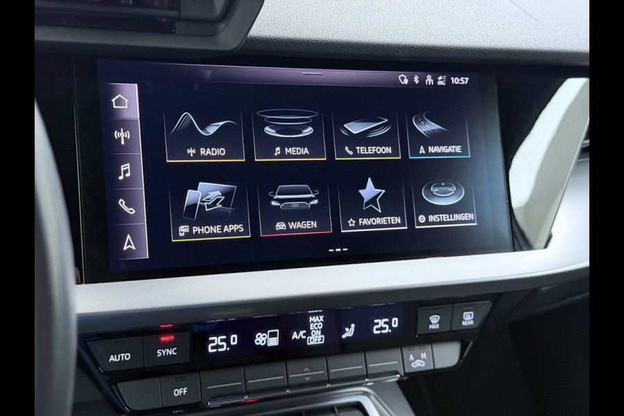 Audi A3 Sportback 30TFSI AUT-7 Adaptive-Cruise Navi Apple Carplay Android Sportstoelen LED-v+a PDC m.Hybrid Ecc Advanced Edition S-Troni Privacy Glas Lmv Led DAB Wifi Regensensor Rijstrooksensor Virtual Cockpit 1e Eigenaar Origineel Nederlandse Auto