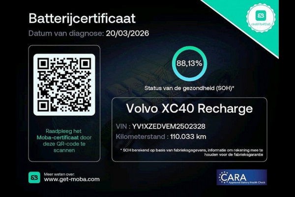 Volvo XC40 Recharge P8 AWD R-Design SOH 88,1% / Stoel-stuurverw. / Camera NL Auto / BTW Auto