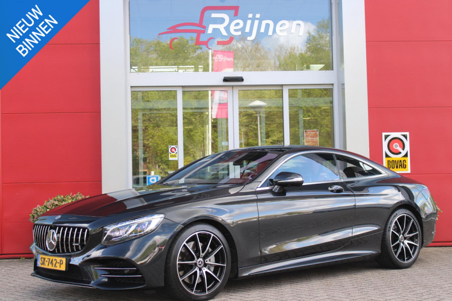 Mercedes-Benz S-Klasse Coupé 450 4MATIC | AMG-STYLING INTERIEUR / EXTERIEUR | PANORAMADAK | BURMESTER PREMIUM AUDIO ® | ELEKTRISCH VERSTELBARE VOORSTOELEN MET GEHEUGEN | MASSAGE STOELEN | VOORSTOELEN VERWARMBAAR | VOORSTOELEN GEVENTILEERD | AIRSCARF ( HOOFDRUIMTEVERWARMING VOOR BESTUURDER EN VOORPASSAGIER | LEDEREN INTERIEURDELEN | HOUTAFWERKING INTERIEUR | SFEERVERLICHTING | LEDEREN BEKLEDING | ADAPTIVE CRUISE CONTROL | PARKEERPAKKET INCLUSIEF 360°-CAMERA | ELEKTRISCHE ACHTERKLEP | VLAKKENVERWARMING | DODEHOEK DETECTIE | 20" MULTISPAAK LICHTMETALEN VELGEN |