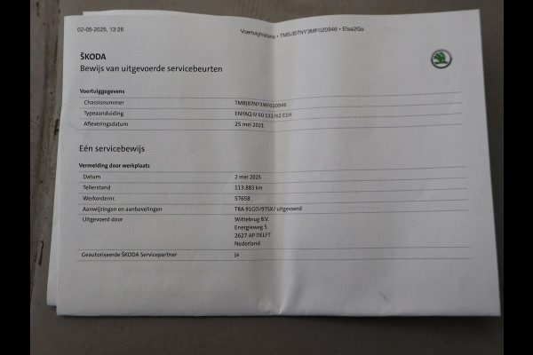 Škoda ENYAQ iV 60 + LEDER | PANORAMA | ELEK. TREKHAAK | | HEAD-UP | CARPLAY | SFEERVERLICHTING