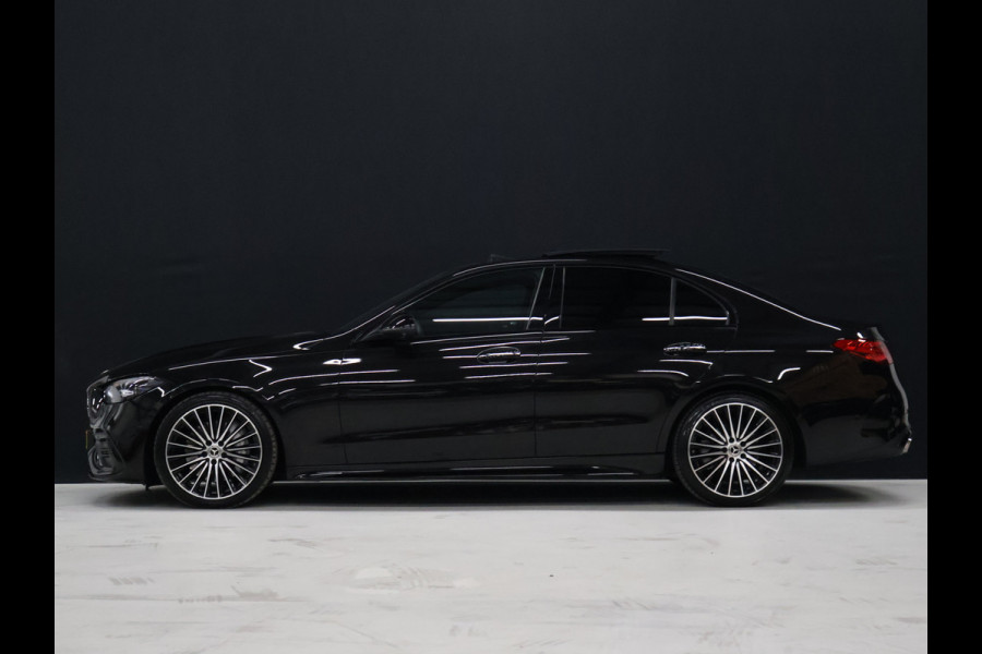 Mercedes-Benz C-Klasse 200 Launch Edition AMG Line [SCHUIFKANTELDAK, BURMESTER, HEAD-UP, SFEERVERLICHTING, MEMORY SEATS, 360 CAMERA, STOELVERWARMING, ADAPTIVE CRUISE, VOL LEDER, CLIMATE, NIEUWSTAAT]