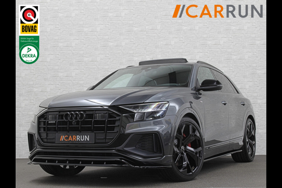 Audi Q8 60 462pk Competition S-Line | 11-2022 | RS Leder | Carbon | Softclose | 360 Camera | ACC | Panorama | Luchtvering | Nachtzicht Cam | Headup | LED-Matrix | Trekhaak | Lane & Side Assist | Led Sfeerverlichting | Keyless-Entry | | Black-Optic | Rijklaar incl. Bovag Garantie.