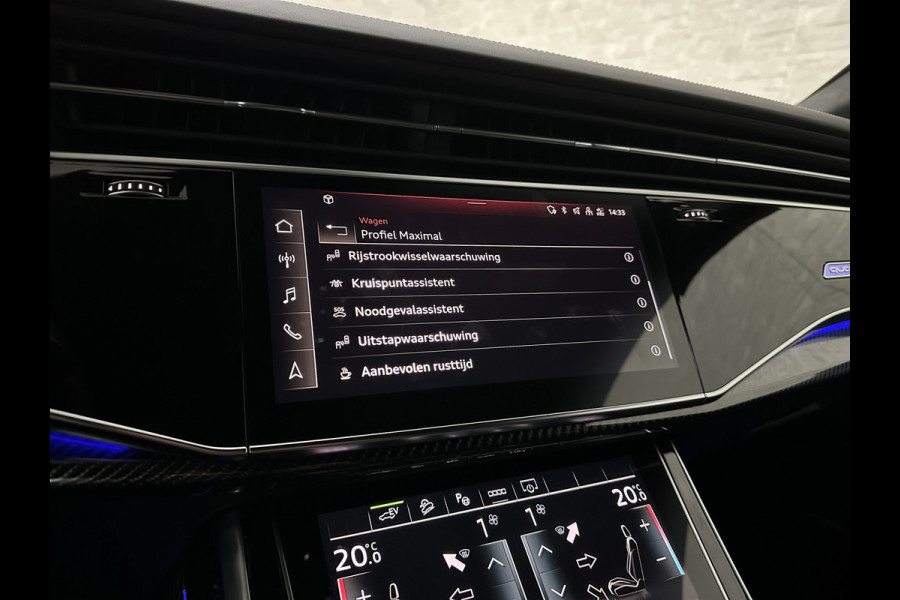 Audi Q8 60 462pk Competition S-Line | 11-2022 | RS Leder | Carbon | Softclose | 360 Camera | ACC | Panorama | Luchtvering | Nachtzicht Cam | Headup | LED-Matrix | Trekhaak | Lane & Side Assist | Led Sfeerverlichting | Keyless-Entry | | Black-Optic | Rijklaar incl. Bovag Garantie.