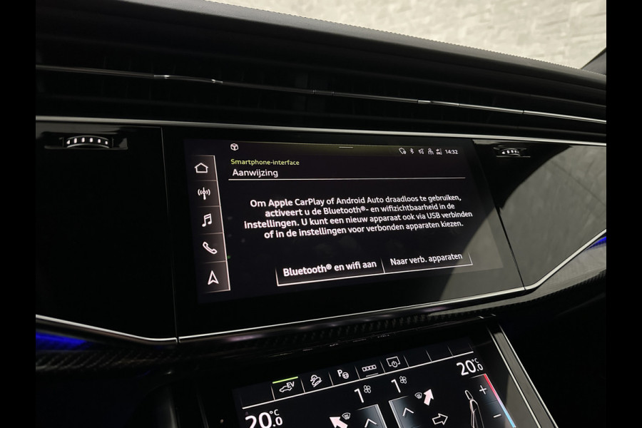 Audi Q8 60 462pk Competition S-Line | 11-2022 | RS Leder | Carbon | Softclose | 360 Camera | ACC | Panorama | Luchtvering | Nachtzicht Cam | Headup | LED-Matrix | Trekhaak | Lane & Side Assist | Led Sfeerverlichting | Keyless-Entry | | Black-Optic | Rijklaar incl. Bovag Garantie.