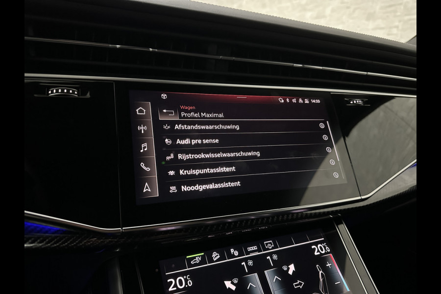 Audi Q8 60 462pk Competition S-Line | 11-2022 | RS Leder | Carbon | Softclose | 360 Camera | ACC | Panorama | Luchtvering | Nachtzicht Cam | Headup | LED-Matrix | Trekhaak | Lane & Side Assist | Led Sfeerverlichting | Keyless-Entry | | Black-Optic | Rijklaar incl. Bovag Garantie.