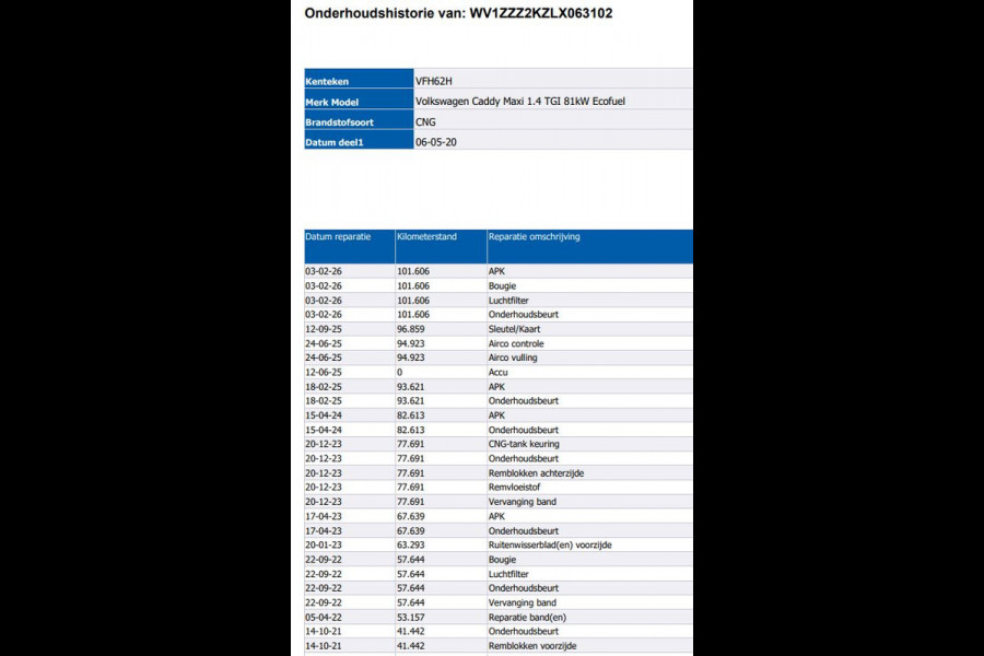 Volkswagen Caddy 1.4 TGI L2H1 Maxi CNG aardgas / Benz./ Comfortline Airco / Pdc. / Re.Schuifdeur / zeer milieu vriendelijk .
