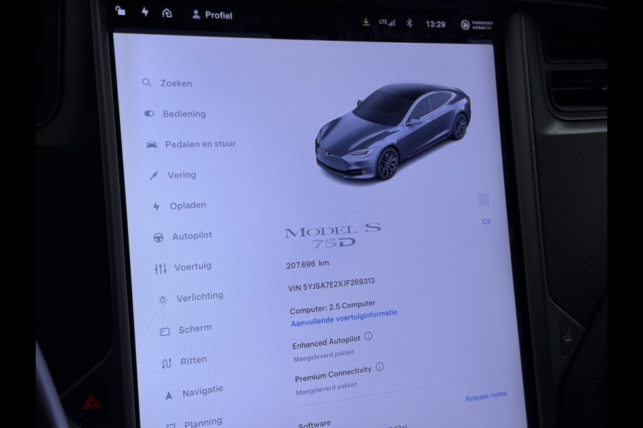 Tesla Model S 75D 476pk 4x4 Leer Pano-Dak AutoPilot Exhanced Intelligente Luchtvering Carbon-afw. El.Stoelen/Geheugen Navi Pdc-A+Voor pakket E 19" 1e eigenaar Orgineel Nederlandse auto, prijs incl BTW 98K nieuw !