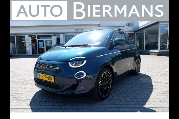 Fiat 500E La Prima 42 kWh / INCL. 12mnd BOVAG / Schuif-kantel dak / Leer