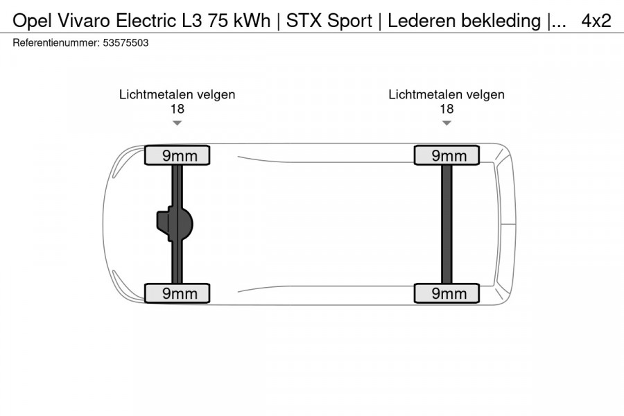Opel Vivaro Electric L3 75 kWh | STX Sport | Lederen bekleding | Spoilerpakket | 18 inch Lichtmetalen velgen | Rondom Camera's | Mooiste bus van NL (!)