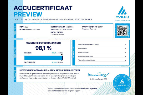 Opel Mokka-e Elegance 50-kWh 11kw bl. | SOH: 98,1% | Apple CarPlay | Stuur- en Stoelverw. | Keyless