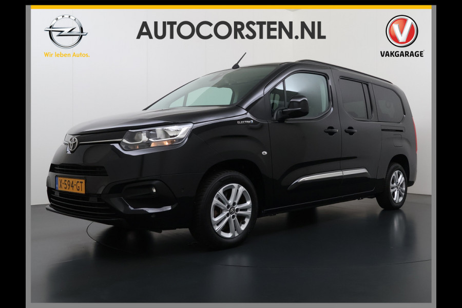 Toyota PROACE CITY Verso Electric AUT. 7persoons !Active Long Navi Camera Trekhaak Klapraam-in-klep PDC-a+v LM Dual-ECC 2-Schuifdeuren Cruise ESP Bordherkenning ABS Connect Visio Park 1 Smartphone-Oplader Dakrails Priv.Glas  50 kWh 3 fase 11kw lader ! Orig. NLse auto 1e eigenaar € 54.000 nieuw