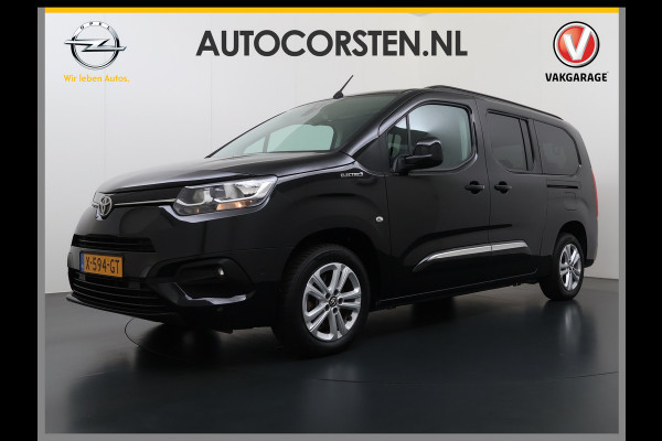 Toyota PROACE CITY Verso Electric AUT. 7persoons !Active Long Navi Camera Trekhaak Klapraam-in-klep PDC-a+v LM Dual-ECC 2-Schuifdeuren Cruise ESP Bordherkenning ABS Connect Visio Park 1 Smartphone-Oplader Dakrails Priv.Glas  50 kWh 3 fase 11kw lader ! Orig. NLse auto 1e eigenaar € 54.000 nieuw