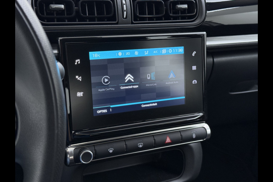 Citroën C3 1.2 Navi Apple Carplay Android MirrorLink PDC Connect LMv Ecc Cruise Elektr.Spiegels+Verwarmd SpoorAssist Regensensor Feel Tel.  Lane Assist S&S Tech Feel Distributie bij 89.194 km vervangen! Slechts 40 euro per maand wegenbelasting 4 Seizoens-banden Orig. Nederlandse auto EURO6 1e Eigenaar (lease)