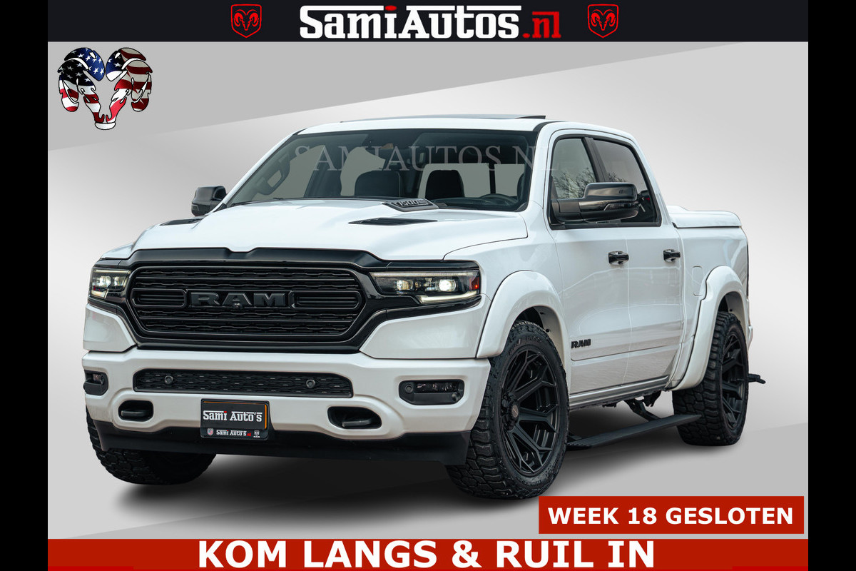 Dodge Ram 1500 Limited Night | 5.7 V8 Hemi Full Option | LPG | Comfortabele Dubbele Cabine met Royale 5 Zitplaatsen | De Meest Luxe en Volle Pick-Up in zijn Klasse | BPM vrij | Nu Leverbaar uit Voorraad | Voorraad Nr v45lp
