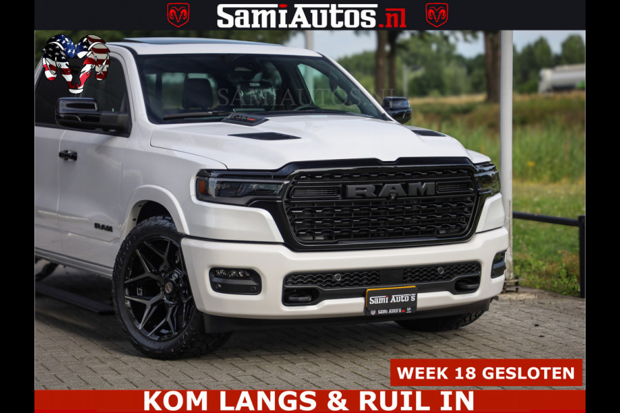 Dodge Ram 1500 Limited Night High Output 540HP 706Nm | Massage + Full Option | De Meest Luxe en Volle Pick-Up in zijn Klasse | Comfortabele Dubbele Cabine met Royale 5 Zitplaatsen | BPM vrij | Nu Leverbaar uit Voorraad | Voorraad Nr 2351 - 7478