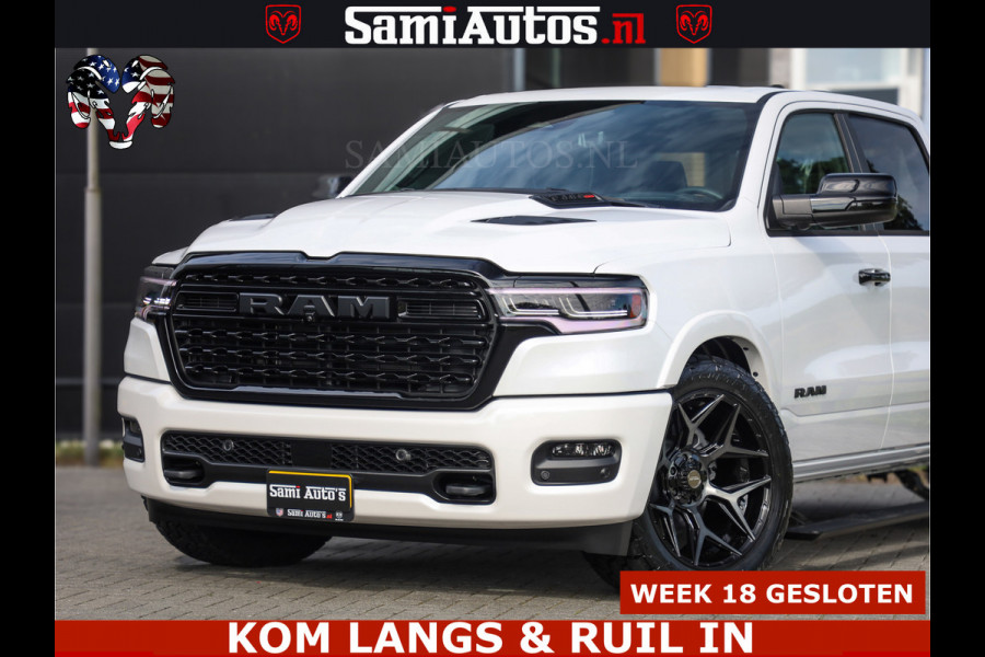 Dodge Ram 1500 Limited Night High Output 540HP 706Nm | Massage + Full Option | De Meest Luxe en Volle Pick-Up in zijn Klasse | Comfortabele Dubbele Cabine met Royale 5 Zitplaatsen | BPM vrij | Nu Leverbaar uit Voorraad | Voorraad Nr 2351 - 7478