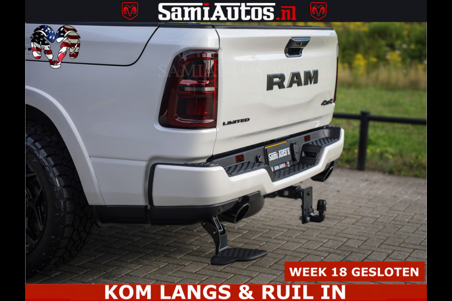 Dodge Ram 1500 Limited Night High Output 540HP 706Nm | Massage + Full Option | De Meest Luxe en Volle Pick-Up in zijn Klasse | Comfortabele Dubbele Cabine met Royale 5 Zitplaatsen | BPM vrij | Nu Leverbaar uit Voorraad | Voorraad Nr 2351 - 7478
