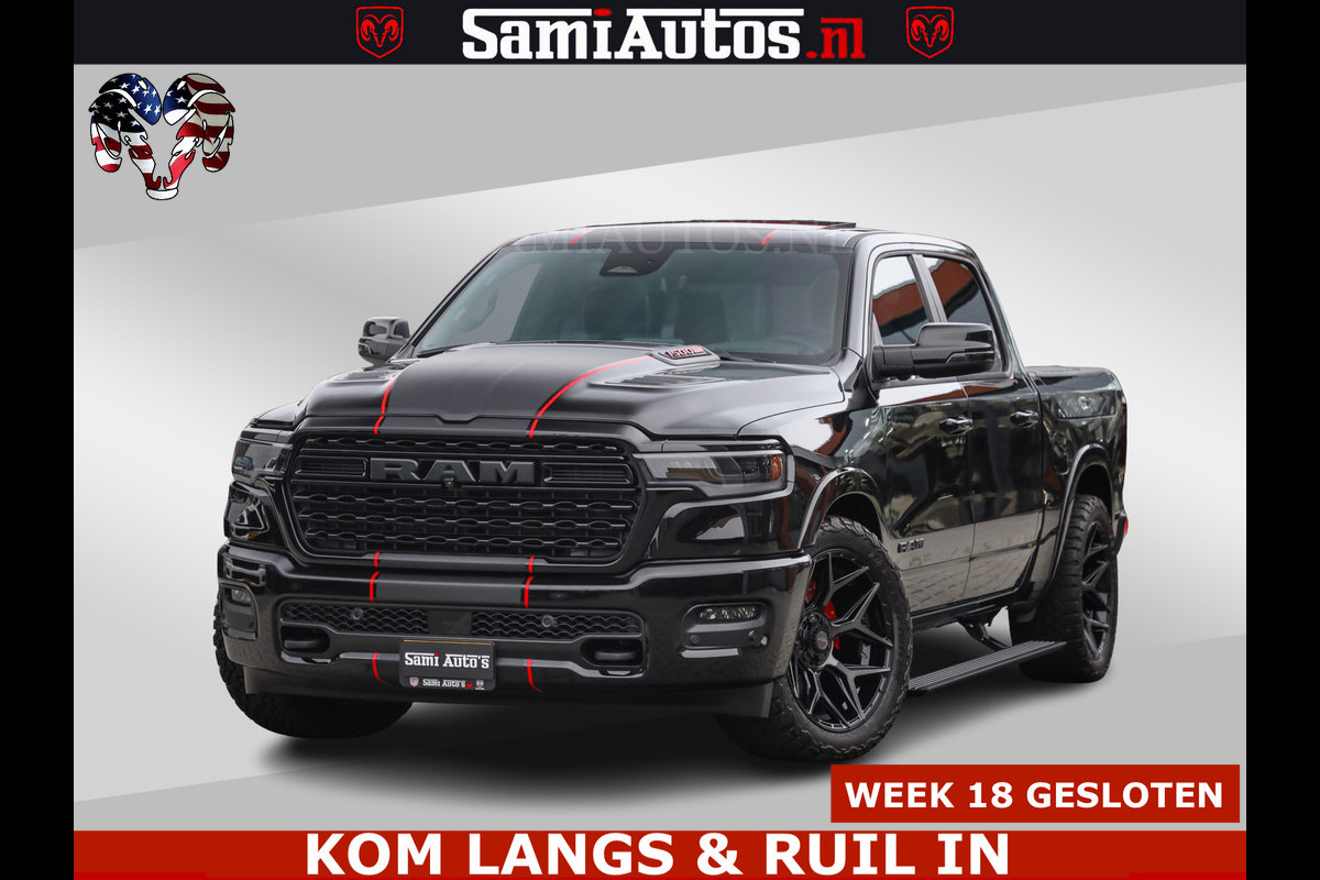 Dodge Ram 1500 Limited Night H.O 540HP 706Nm | Massage + Full Option | De Meest Luxe en Volle Pick-Up in zijn Klasse | Comfortabele Dubbele Cabine met Royale 5 Zitplaatsen | BPM vrij | Nu Leverbaar uit Voorraad | Voorraad Nr 2334 - 5409
