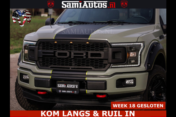 Ford USA F-150 5.0 V8 4X4 | MAT OLIVE GREEN | BIJTELLING VRIJ | ZEER DIK | CAMERA | 3500KG | PANORAMA | LEDER | GO RHINO ROLLBAR | CRUISE CONTROL | PRINS LPG | BAKFLIP COVER | Deze pick-up is leverbaar met zowel een groot rijbewijs (C) als een klein rijbewijs (B). Laat ons weten wat jouw voorkeur is.