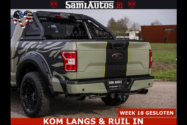 Ford USA F-150 5.0 V8 4X4 | MAT OLIVE GREEN | BIJTELLING VRIJ | ZEER DIK | CAMERA | 3500KG | PANORAMA | LEDER | GO RHINO ROLLBAR | CRUISE CONTROL | PRINS LPG | BAKFLIP COVER | Deze pick-up is leverbaar met zowel een groot rijbewijs (C) als een klein rijbewijs (B). Laat ons weten wat jouw voorkeur is.