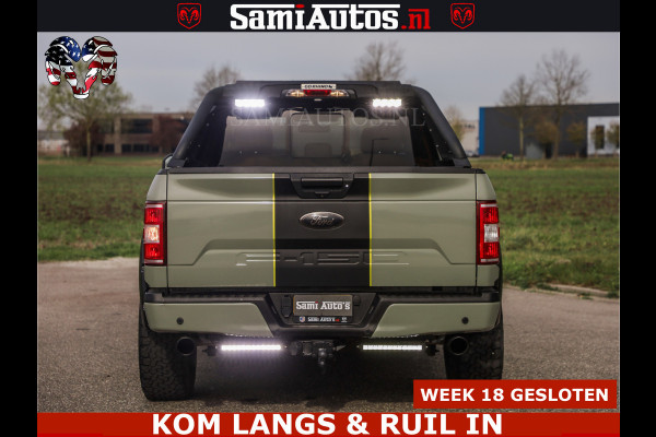 Ford USA F-150 5.0 V8 4X4 | MAT OLIVE GREEN | BIJTELLING VRIJ | ZEER DIK | CAMERA | 3500KG | PANORAMA | LEDER | GO RHINO ROLLBAR | CRUISE CONTROL | PRINS LPG | BAKFLIP COVER | Deze pick-up is leverbaar met zowel een groot rijbewijs (C) als een klein rijbewijs (B). Laat ons weten wat jouw voorkeur is.