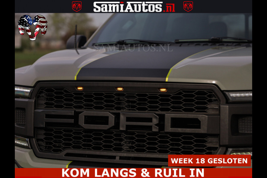 Ford USA F-150 5.0 V8 4X4 | MAT OLIVE GREEN | BIJTELLING VRIJ | ZEER DIK | CAMERA | 3500KG | PANORAMA | LEDER | GO RHINO ROLLBAR | CRUISE CONTROL | PRINS LPG | BAKFLIP COVER | Deze pick-up is leverbaar met zowel een groot rijbewijs (C) als een klein rijbewijs (B). Laat ons weten wat jouw voorkeur is.