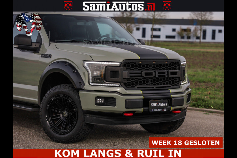Ford USA F-150 5.0 V8 4X4 | MAT OLIVE GREEN | BIJTELLING VRIJ | ZEER DIK | CAMERA | 3500KG | PANORAMA | LEDER | GO RHINO ROLLBAR | CRUISE CONTROL | PRINS LPG | BAKFLIP COVER | Deze pick-up is leverbaar met zowel een groot rijbewijs (C) als een klein rijbewijs (B). Laat ons weten wat jouw voorkeur is.