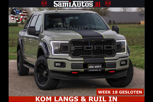 Ford USA F-150 5.0 V8 4X4 | MAT OLIVE GREEN | BIJTELLING VRIJ | ZEER DIK | CAMERA | 3500KG | PANORAMA | LEDER | GO RHINO ROLLBAR | CRUISE CONTROL | PRINS LPG | BAKFLIP COVER | Deze pick-up is leverbaar met zowel een groot rijbewijs (C) als een klein rijbewijs (B). Laat ons weten wat jouw voorkeur is.