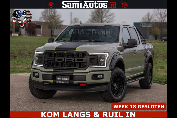 Ford USA F-150 5.0 V8 4X4 | MAT OLIVE GREEN | BIJTELLING VRIJ | ZEER DIK | CAMERA | 3500KG | PANORAMA | LEDER | GO RHINO ROLLBAR | CRUISE CONTROL | PRINS LPG | BAKFLIP COVER | Deze pick-up is leverbaar met zowel een groot rijbewijs (C) als een klein rijbewijs (B). Laat ons weten wat jouw voorkeur is.