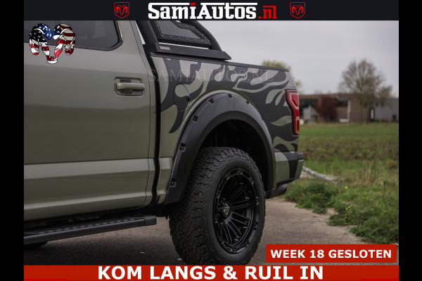 Ford USA F-150 5.0 V8 4X4 | MAT OLIVE GREEN | BIJTELLING VRIJ | ZEER DIK | CAMERA | 3500KG | PANORAMA | LEDER | GO RHINO ROLLBAR | CRUISE CONTROL | PRINS LPG | BAKFLIP COVER | Deze pick-up is leverbaar met zowel een groot rijbewijs (C) als een klein rijbewijs (B). Laat ons weten wat jouw voorkeur is.