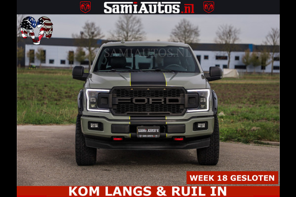 Ford USA F-150 5.0 V8 4X4 | MAT OLIVE GREEN | BIJTELLING VRIJ | ZEER DIK | CAMERA | 3500KG | PANORAMA | LEDER | GO RHINO ROLLBAR | CRUISE CONTROL | PRINS LPG | BAKFLIP COVER | Deze pick-up is leverbaar met zowel een groot rijbewijs (C) als een klein rijbewijs (B). Laat ons weten wat jouw voorkeur is.