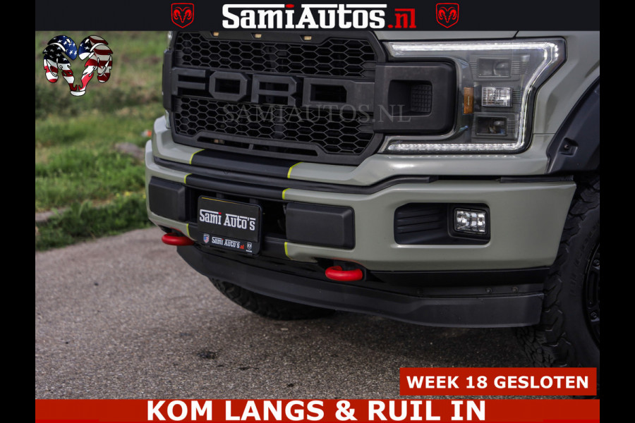 Ford USA F-150 5.0 V8 4X4 | MAT OLIVE GREEN | BIJTELLING VRIJ | ZEER DIK | CAMERA | 3500KG | PANORAMA | LEDER | GO RHINO ROLLBAR | CRUISE CONTROL | PRINS LPG | BAKFLIP COVER | Deze pick-up is leverbaar met zowel een groot rijbewijs (C) als een klein rijbewijs (B). Laat ons weten wat jouw voorkeur is.
