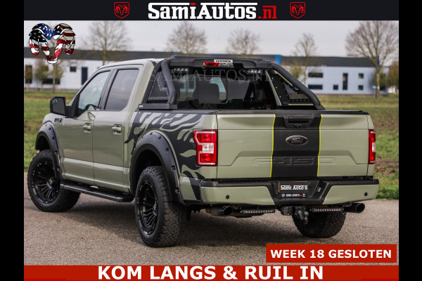 Ford USA F-150 5.0 V8 4X4 | MAT OLIVE GREEN | BIJTELLING VRIJ | ZEER DIK | CAMERA | 3500KG | PANORAMA | LEDER | GO RHINO ROLLBAR | CRUISE CONTROL | PRINS LPG | BAKFLIP COVER | Deze pick-up is leverbaar met zowel een groot rijbewijs (C) als een klein rijbewijs (B). Laat ons weten wat jouw voorkeur is.