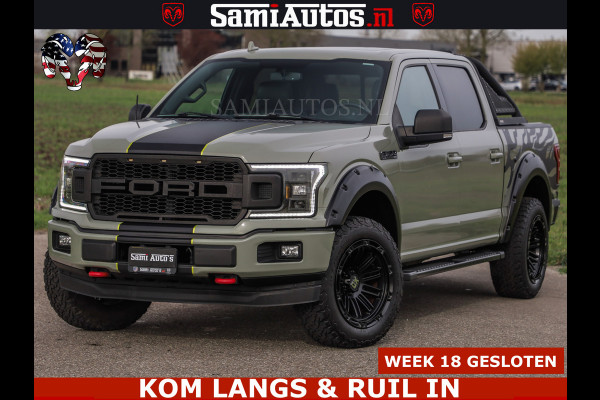 Ford USA F-150 5.0 V8 4X4 | MAT OLIVE GREEN | BIJTELLING VRIJ | ZEER DIK | CAMERA | 3500KG | PANORAMA | LEDER | GO RHINO ROLLBAR | CRUISE CONTROL | PRINS LPG | BAKFLIP COVER | Deze pick-up is leverbaar met zowel een groot rijbewijs (C) als een klein rijbewijs (B). Laat ons weten wat jouw voorkeur is.