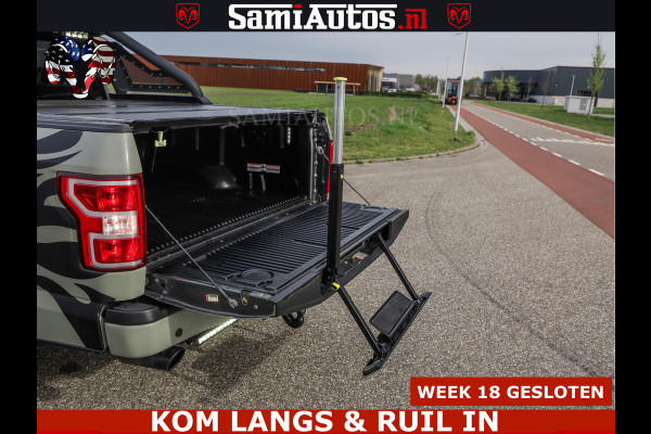 Ford USA F-150 5.0 V8 4X4 | MAT OLIVE GREEN | BIJTELLING VRIJ | ZEER DIK | CAMERA | 3500KG | PANORAMA | LEDER | GO RHINO ROLLBAR | CRUISE CONTROL | PRINS LPG | BAKFLIP COVER | Deze pick-up is leverbaar met zowel een groot rijbewijs (C) als een klein rijbewijs (B). Laat ons weten wat jouw voorkeur is.