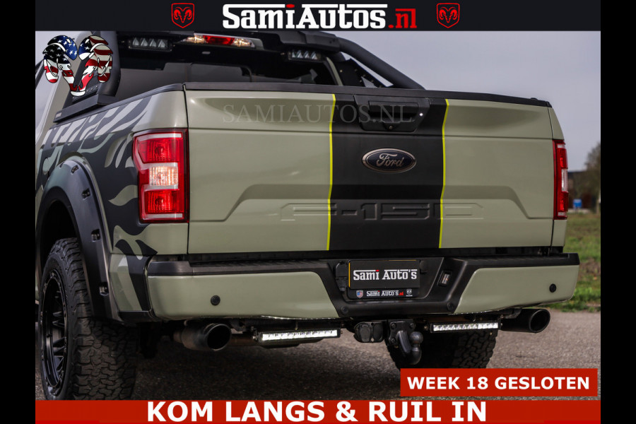 Ford USA F-150 5.0 V8 4X4 | MAT OLIVE GREEN | BIJTELLING VRIJ | ZEER DIK | CAMERA | 3500KG | PANORAMA | LEDER | GO RHINO ROLLBAR | CRUISE CONTROL | PRINS LPG | BAKFLIP COVER | Deze pick-up is leverbaar met zowel een groot rijbewijs (C) als een klein rijbewijs (B). Laat ons weten wat jouw voorkeur is.