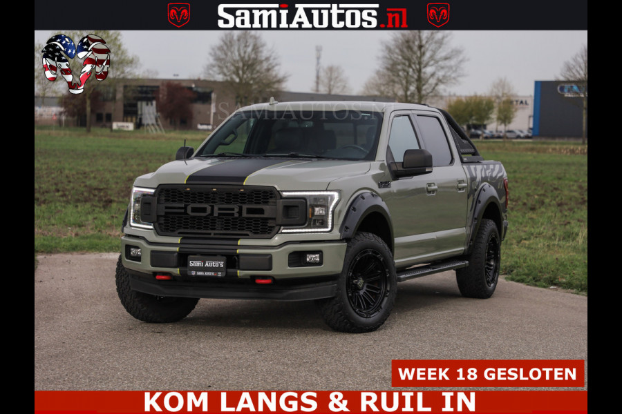 Ford USA F-150 5.0 V8 4X4 | MAT OLIVE GREEN | BIJTELLING VRIJ | ZEER DIK | CAMERA | 3500KG | PANORAMA | LEDER | GO RHINO ROLLBAR | CRUISE CONTROL | PRINS LPG | BAKFLIP COVER | Deze pick-up is leverbaar met zowel een groot rijbewijs (C) als een klein rijbewijs (B). Laat ons weten wat jouw voorkeur is.
