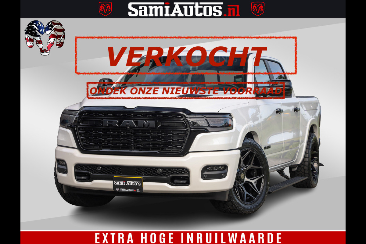Dodge Ram Limited Night High Output 540HP 706Nm | Massage + Full Option | De Meest Luxe en Volle Pick-Up in zijn Klasse | Comfortabele Dubbele Cabine met Royale 5 Zitplaatsen | BPM vrij | Nu Leverbaar uit Voorraad | Voorraad Nr 2352 - 7649