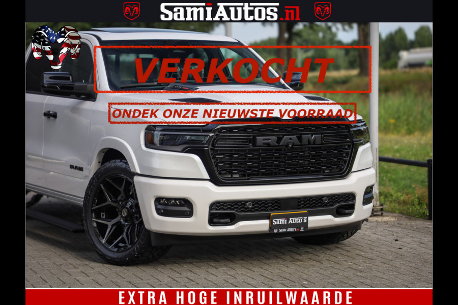 Dodge Ram Limited Night High Output 540HP 706Nm | Massage + Full Option | De Meest Luxe en Volle Pick-Up in zijn Klasse | Comfortabele Dubbele Cabine met Royale 5 Zitplaatsen | BPM vrij | Nu Leverbaar uit Voorraad | Voorraad Nr 2352 - 7649